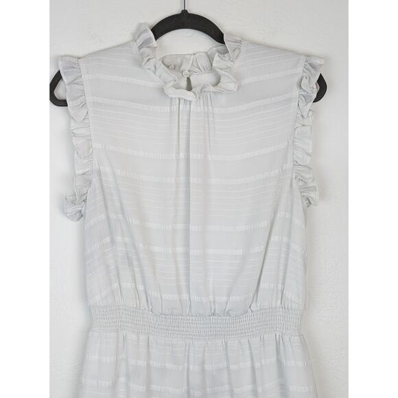 Avec Les Filles Dress Tonal Stripes Ruffles Spring Summer Romantic White Size 10 - Picture 2 of 13